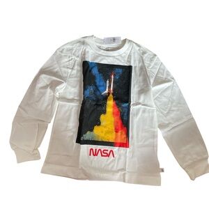 NASA White Long Sleeve Shirt with Rocket Graphic